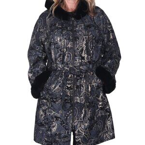 Reversible Multicolor Lamb Leather Coat with Rex Rabbit Fur Trim